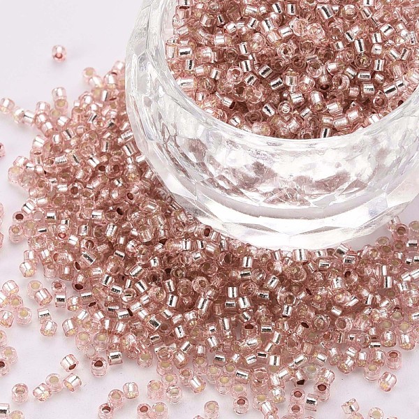 

PandaHall Glass Cylinder Beads, Seed Beads, Silver Lined, Round Hole, Rosy Brown, 1.5~2x1~2mm, Hole: 0.8mm, about 80000pcs/bag, about...