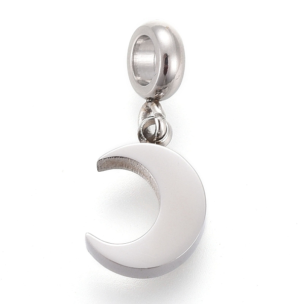 

PandaHall 304 Stainless Steel Charms, with Tube Bails, Manual Polishing, Moon, Stainless Steel Color, 14.6mm, Pendant: 9x6x1.8mm, Hole...
