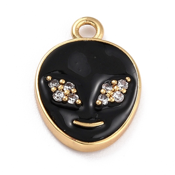 

PandaHall Golden Plated Brass Micro Pave Clear Cubic Zirconia Pendants, with Enamel, Long-Lasting Plated, Extra-terrestrial, Black...