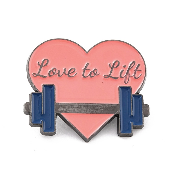 

PandaHall Love To Lift Enamel Pin, Heart with Dumbbell Alloy Enamel Brooch for Backpack Clothes, Gunmetal, Light Coral, 26x30x9.5mm, Pin...