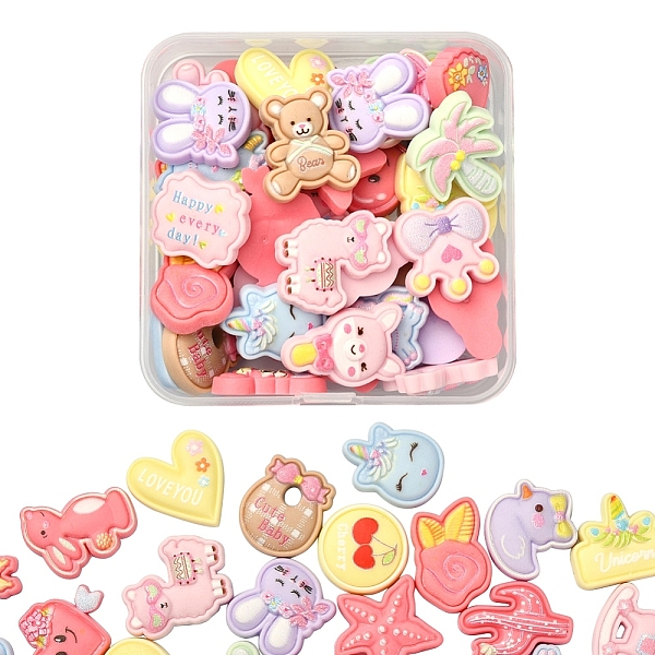 40Pcs Cute Resin Ca… - image