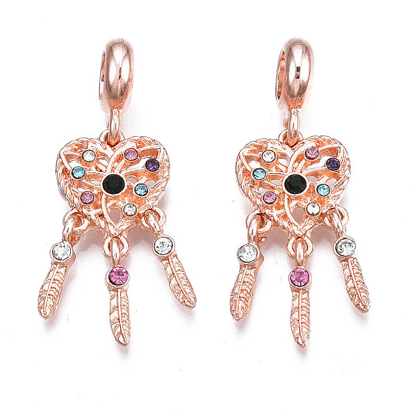 

PandaHall Rack Plating Alloy European Dangle Charms, with Colorful Rhinestone, Large Hole Pendants, Cadmium Free & Nickel Free & Lead Free..., Multicolor