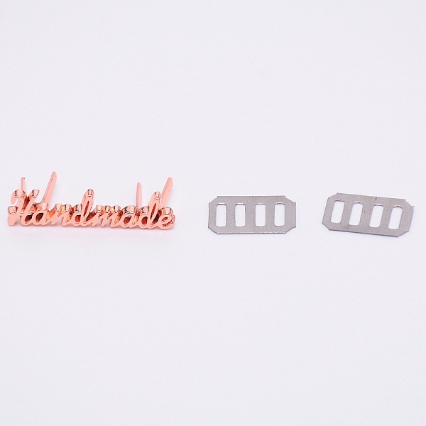 

PandaHall Zinc Alloy Bag Lock Catch Clasps, with Iron Base, Word Handmade, Rose Gold, 0.9x3.5x1.3cm, 1.85x1.15x0.02cm Alloy Word
