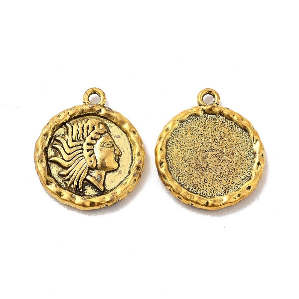 

PandaHall Alloy Pendants, Long-Lasting Plated, Cadmium Free & Lead Free, Flat Round with Women, Antique Golden, 23x19.5x2.5mm, Hole: 1.8mm...