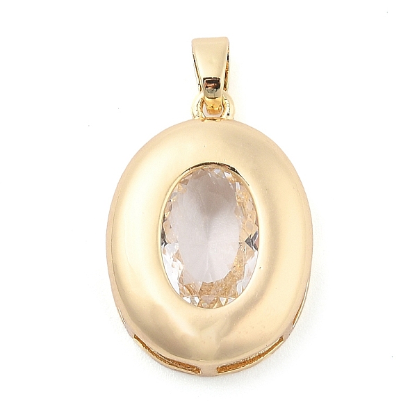 

PandaHall Rack Plating Brass Pendants, Oval Shaped Glass Charms, Long-Lasting Plated, Cadmium Free & Lead Free, Real 18K Gold Plated, Clear...
