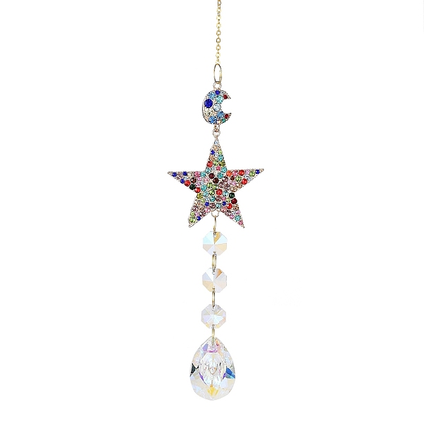 

PandaHall Alloy Rhinestone Hanging Ornaments, Glass Teardrop Tassel for Home Garden Outdoor Decorations, Star, 410mm Alloy+Rhinestone Star