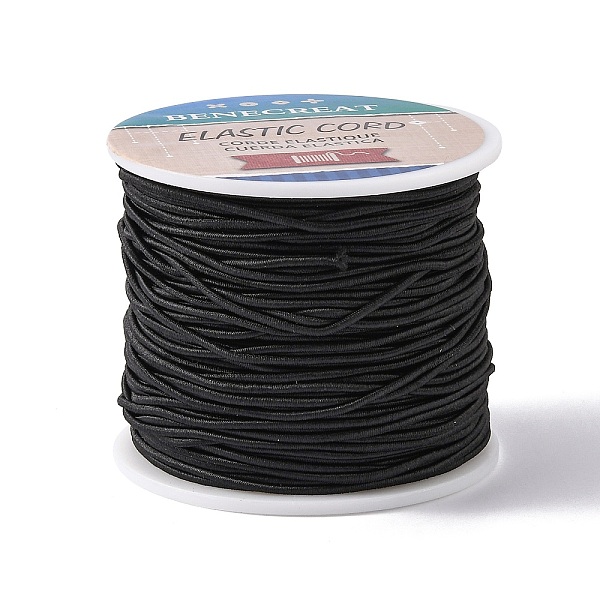 

PandaHall Core Spun Elastic Cord, Black, 0.8mm, 150m/roll Elastic Fibre Round Black