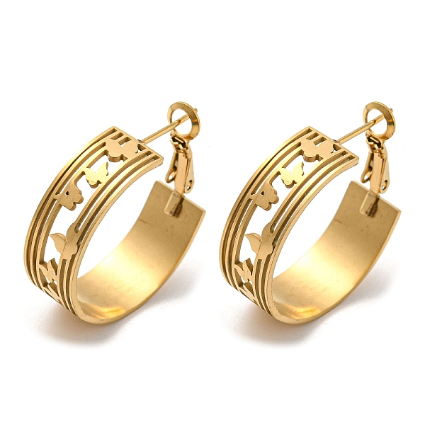

PandaHall Vacuum Plating 304 Stainless Steel Hollow Hoop Earrings, Butterfly, Golden, 26.5x32mm 304 Stainless Steel Butterfly