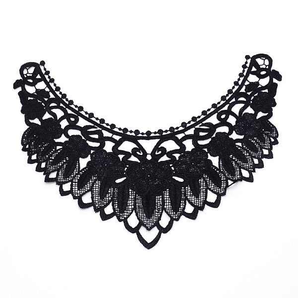 

PandaHall Milk Silk Embroidered Floral Lace Collar, Neckline Trim Clothes Sewing Applique Edge Flower, Black, 259x350x1mm Cloth Heart Black