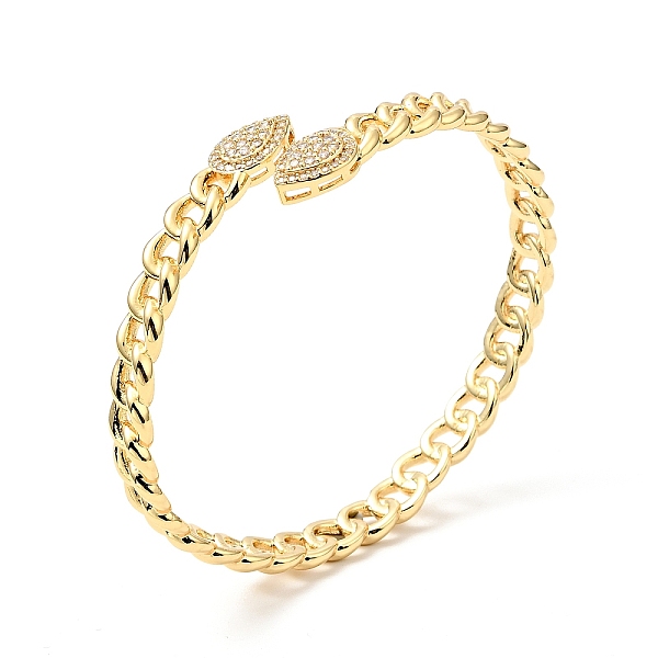 

PandaHall Clear Cubic Zirconia Teardrop Open Cuff Bangle, Brass Curb Chains Shape Bangle for Women, Cadmium Free & Nickel Free & Lead Free...