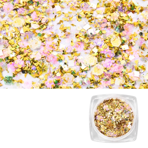 

PandaHall Nail Art Glitter Sequins, Manicure Decorations, DIY Sparkly Paillette Tips Nail, Pale Goldenrod Plastic Others Yellow