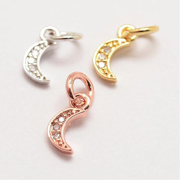 

PandaHall Brass Micro Pave Grade AAA Cubic Zirconia Charms, Long-Lasting Plated, Moon, Cadmium Free & Nickel Free & Lead Free, Mixed Color..., Multicolor