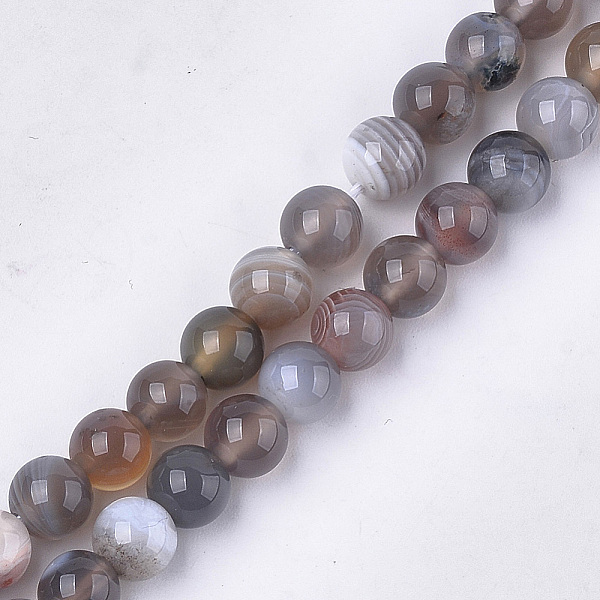 

PandaHall Natural Botswana Agate Beads Strands, Round, 6mm, Hole: 0.8mm, about 30~33pcs/strand, 7.6 inch Botswana Agate Round