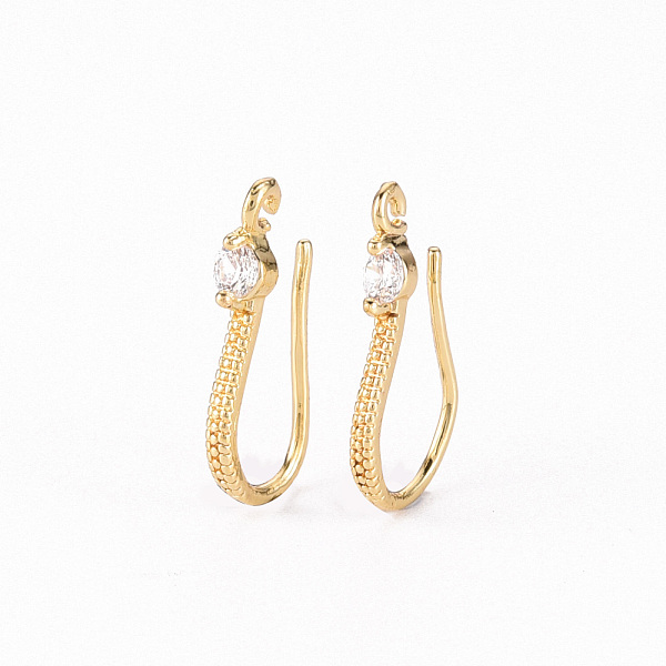 

PandaHall Brass Micro Pave Clear Cubic Zirconia Earring Hooks, with Horizontal Loop, Real 18K Gold Plated, 17x2.5mm, Hole: 1.2mm, 21 Gauge...