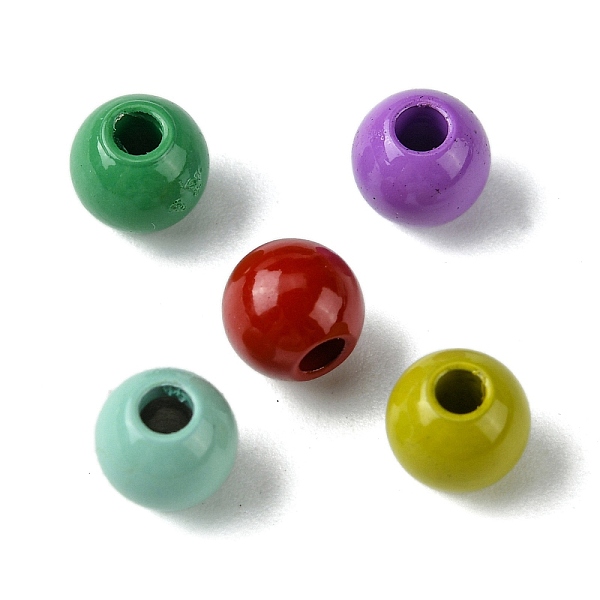 

PandaHall Spray Painted 202 Stainless Steel Beads, Round, Mixed Color, 6x5mm, Hole: 2mm 202 Stainless Steel Round Multicolor