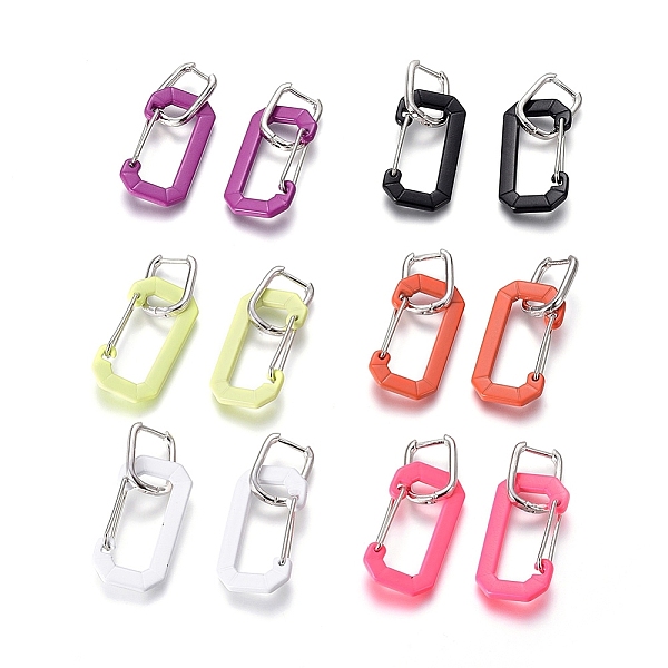 

PandaHall Brass Hoop Earrings, with Spray Painted Alloy Keychain Clasps Pendants, Rectangle, Mixed Color, 40.5mm, Pin: 1.1mm Brass Rectangle..., Multicolor