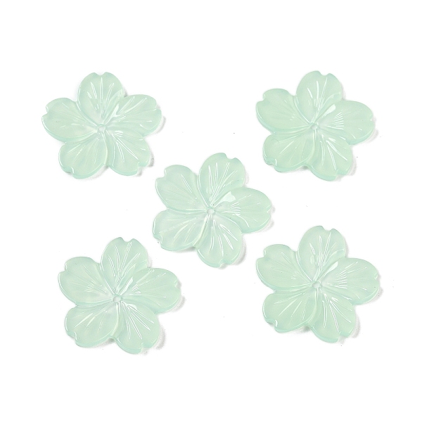 

PandaHall Translucent Epoxy Resin Decoden Cabochons, Flower, Aquamarine, 24x24x2mm Epoxy Resin Flower Green
