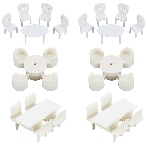 

PandaHall Olycraft 6 Sets 3 Style Mini Plastic Chairs and Table Miniature Display Decorations, for Dollhouse Furniture Accessories, Cornsilk..., Gold