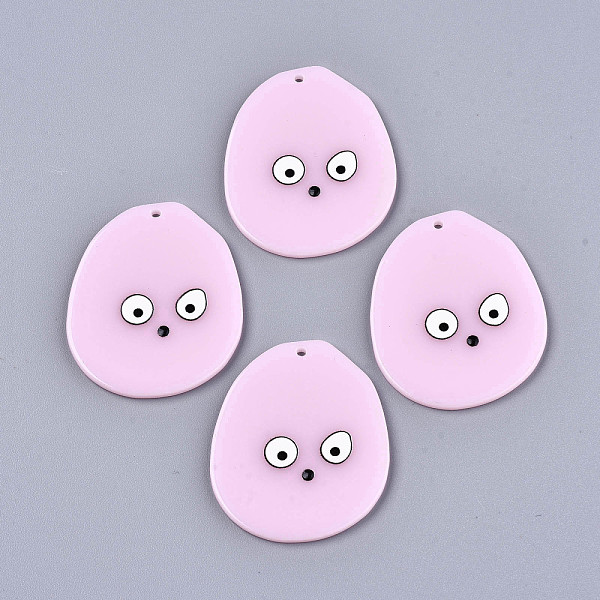 

PandaHall Acrylic Pendants, 3D Printed, Flat Round with Boy's face, Pearl Pink, 38.5x33x2mm, Hole: 1.5mm Acrylic Round