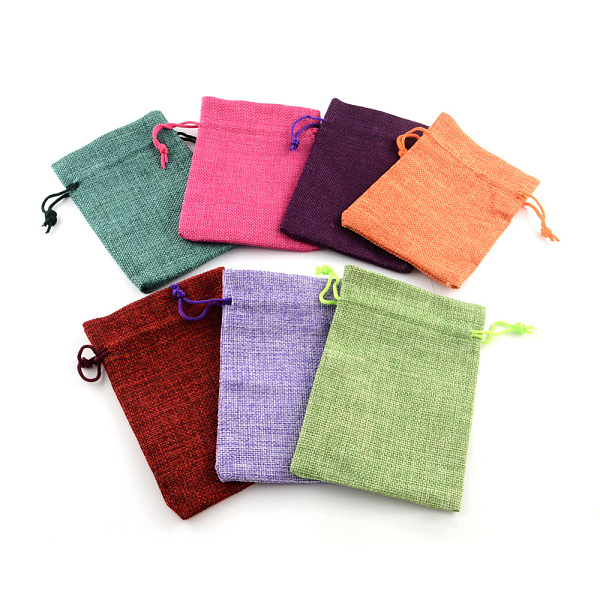 

PandaHall Burlap Packing Pouches Drawstring Bags, Mixed Color, 9x7cm Burlap Multicolor