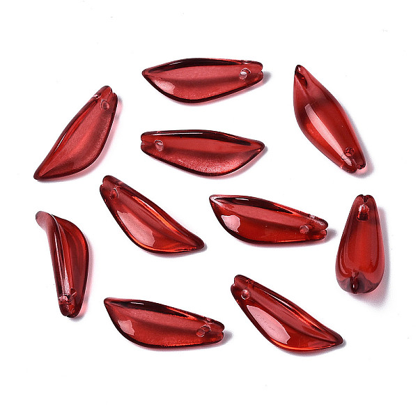 

PandaHall Transparent Spray Painted Glass Pendants, Leaf, Red, 21.5x8x5mm, Hole: 1.2mm Glass Leaf Red
