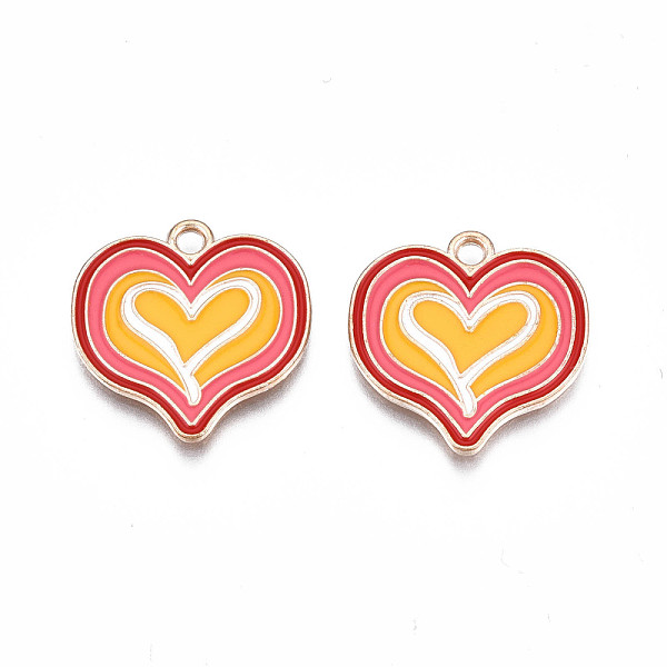 

PandaHall Alloy Enamel Pendants, Cadmium Free & Lead Free, Heart, Orange, 20x20x1.5mm, Hole: 2mm Alloy+Enamel Heart Orange