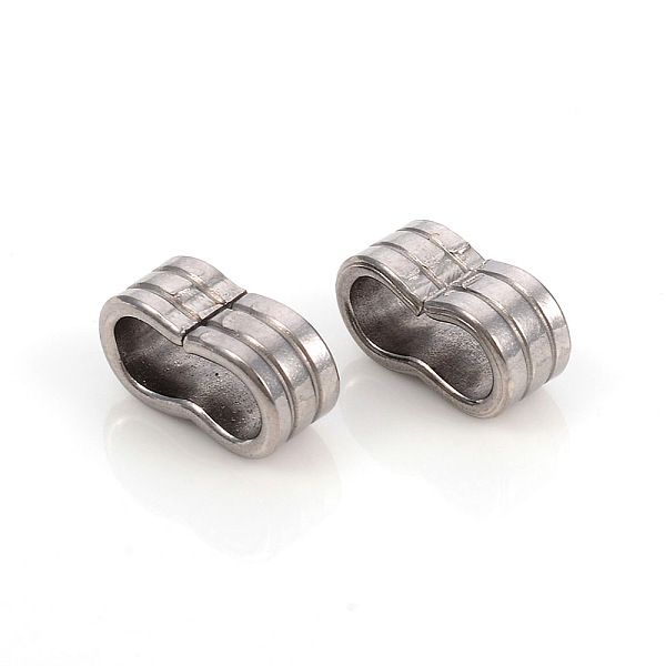 

PandaHall 201 Stainless Steel Slide Charms/Slider Beads, For Leather Cord Bracelets Making, Peanut Shape with Line Pattern, Stainless Steel...