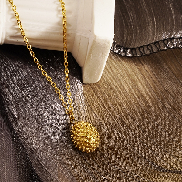 

PandaHall Durian Pendant Necklaces, Stainless Steel Cable Chain Necklaces for Women Other Durian