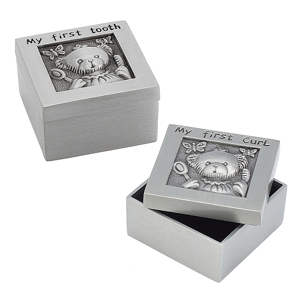 

PandaHall FINGERINSPIRE 2 Pcs First Tooth and Curl Keepsake Box Set 1.4x1.4x0.9 Metal Baby Tooth Treasure Chest Box Baby Teeth Fairy...