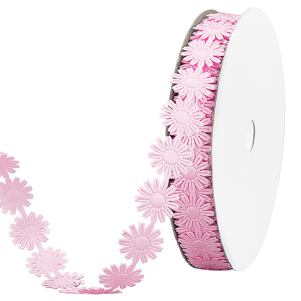 PandaHall 20 Yards Flower Polyester Ribbons, for Gift Packaging, Pearl Pink, 5/8 inch(17mm), about 20yards/roll(18.288m/roll), roll: about...
