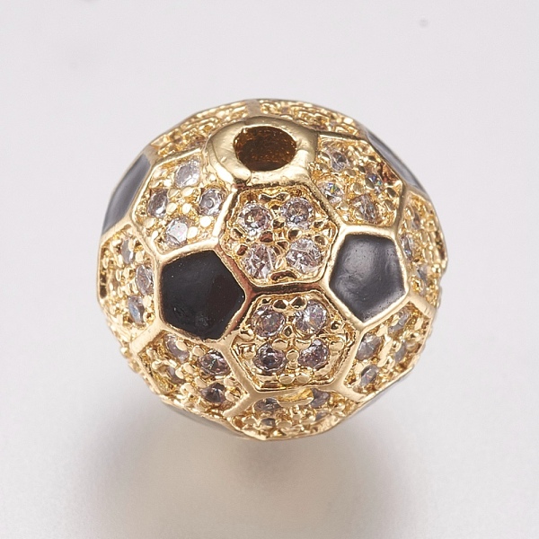 

PandaHall Brass Micro Pave Cubic Zirconia Beads, with Enamel, Round, Black & Clear, Golden, 9.5mm, Hole: 1mm Brass+Cubic Zirconia+Enamel...