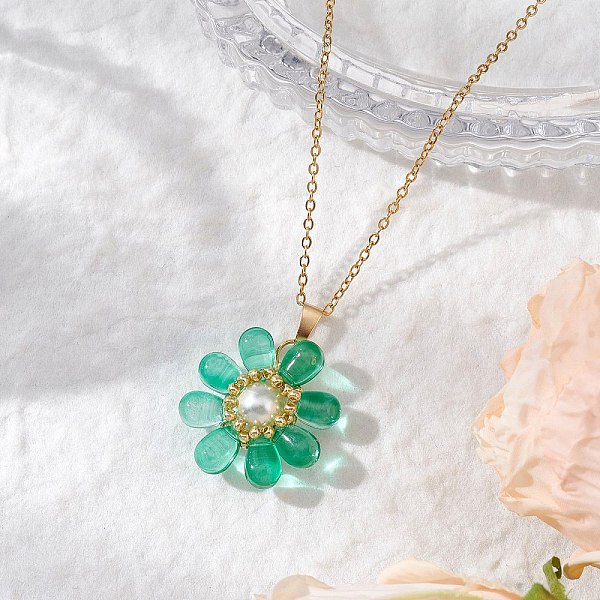 Colliers pendentifs en perles de verre et perles de verre pour femmes