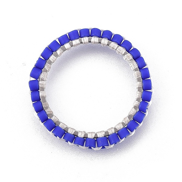

PandaHall MIYUKI & TOHO Handmade Japanese Seed Beads, with Silver Plated 304 Stainless Steel Link Rings, Loom Pattern, Ring/Circle, Blue...