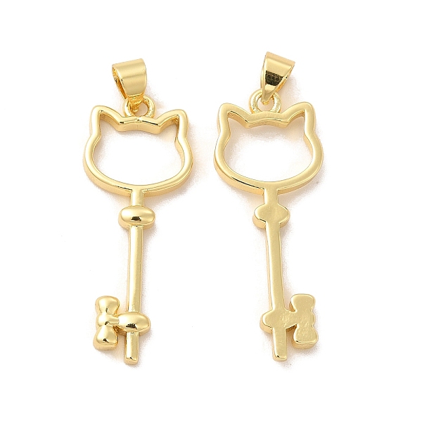 

PandaHall Rack Plating Brass Pendants, Long-Lasting Plated, Cadmium Free & Lead Free, Cat Key, Real 18K Gold Plated, 32x12x2mm, Hole: 3x5mm..., Green