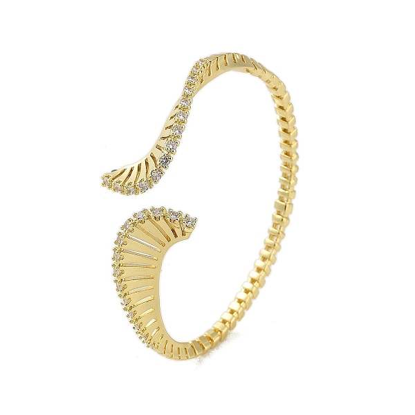 

PandaHall Snake Shape Brass Micro Pave Cubic Zirconia Cuff Bangles, Long-Lasting Plated, Lead Free & Cadmium Free, Real 18K Gold Plated...