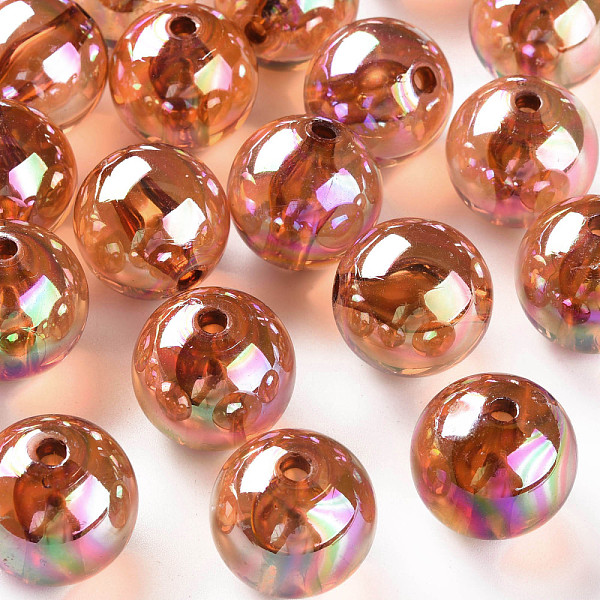 

PandaHall Transparent Acrylic Beads, AB Color Plated, Round, Chocolate, 20x19mm, Hole: 3mm, about 111pcs/500g Acrylic Round Brown