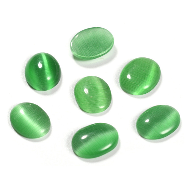 

PandaHall Cat Eye Cabochons, Oval, Green, 40x30x5.5mm Glass Oval Green
