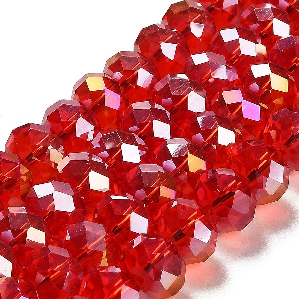 

PandaHall Electroplate Glass Beads Strands, AB Color Plated, Faceted, Rondelle, Red, 12x8mm, Hole: 1mm, about 72pcs/strand Glass Rondelle...