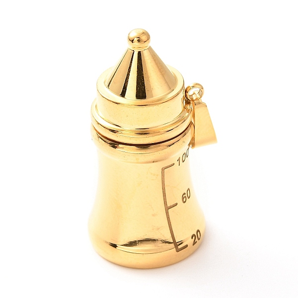

PandaHall Titanium Steel Pendants, with Scale, Feeding Bottle, Golden, 35x18mm, Hole: 4x8mm Titanium Steel Bottle