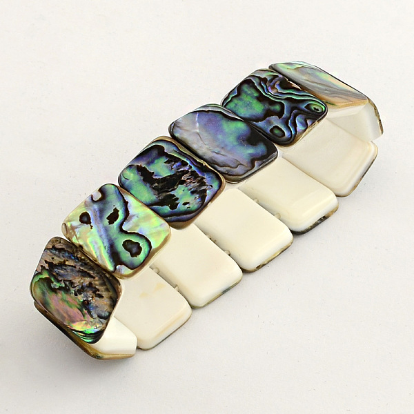 Rechteck Abalone Muschel Stretch-Armbänder