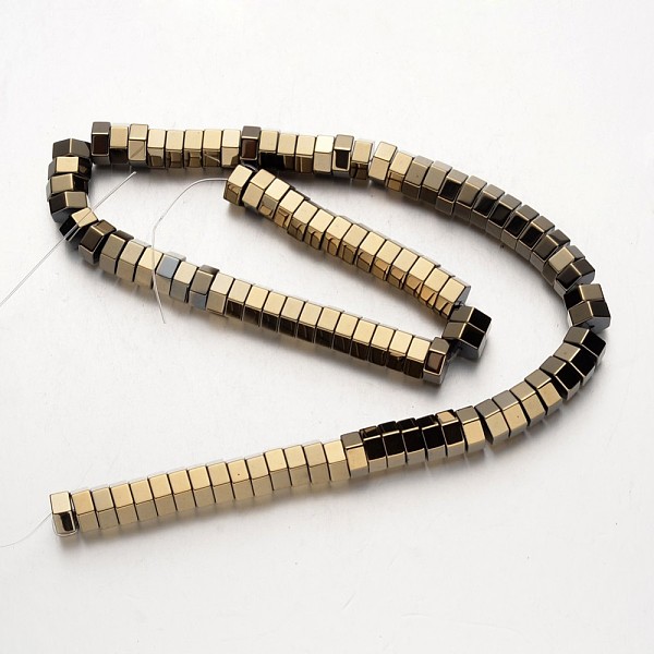 

PandaHall Electroplate Non-magnetic Synthetic Hematite Bead Strands, Hexagon, Antique Bronze Plated, 8x4mm, Hole: 1mm, about 97pcs/strand...