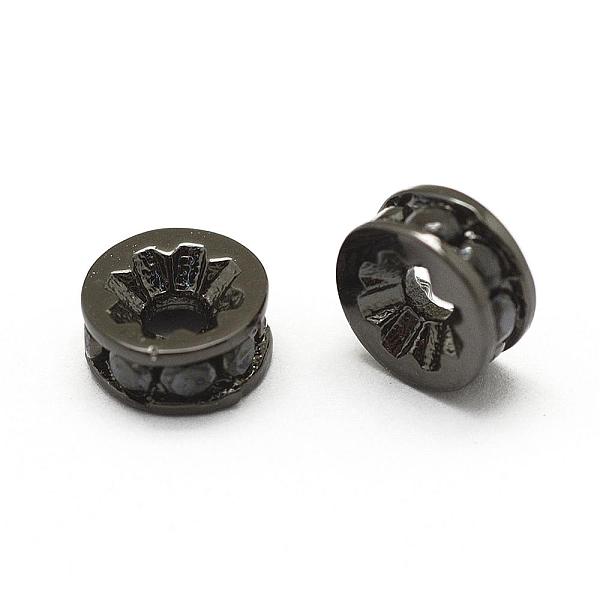 

PandaHall Brass Micro Pave Grade AAA Cubic Zirconia Bead Spacers, Cadmium Free & Nickel Free & Lead Free, Flat Round, Gunmetal, 6x3mm, Hole..., Black