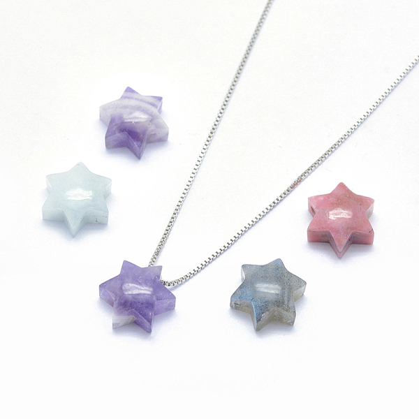 

PandaHall Natural Gemstone Charms, for Jewish, Star of David, 10.5x9x5mm, Hole: 1mm Mixed Stone Star
