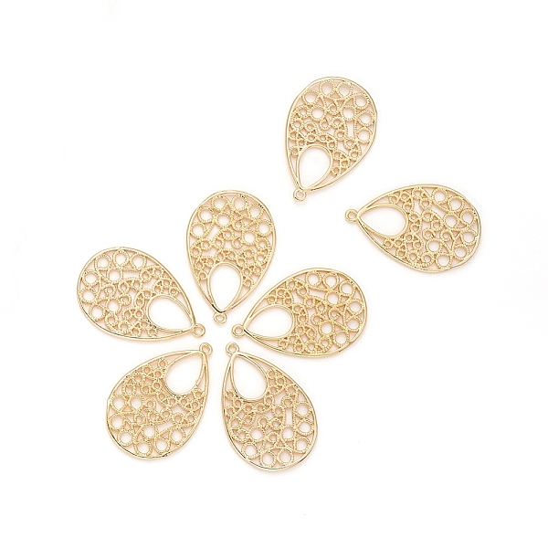 

PandaHall Brass Pendants, Filigree Findings, Teardrop, Real 18K Gold Plated, 25.5x16.8x1mm, Hole: 1.2mm Brass Teardrop