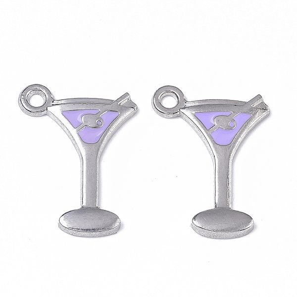 

PandaHall Alloy Enamel Pendants, Platinum, Cocktail Glass, Lilac, 23x16x2mm, Hole: 2mm Alloy+Enamel Tableware Purple