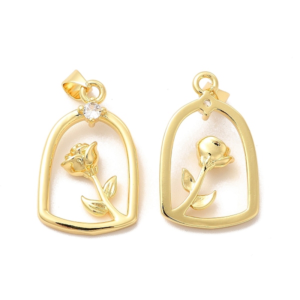 

PandaHall Rack Plating Brass Micro Pave Cubic Zirconia Pendants, with Jump Rings, Cadmium Free & Lead Free, Rose, Real 18K Gold Plated..., Clear