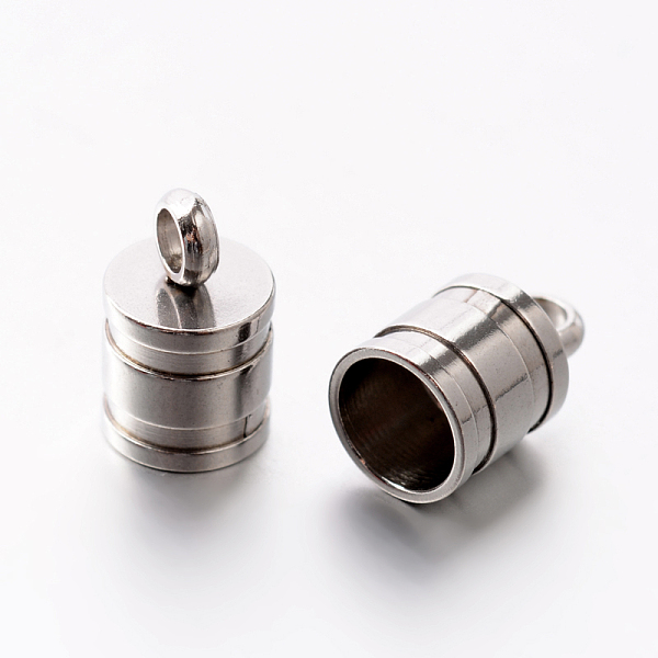 

PandaHall 201 Stainless Steel Cord Ends, End Caps, Stainless Steel Color, 9.5x6mm, Hole: 2mm, 5mm inner diameter 201 Stainless Steel