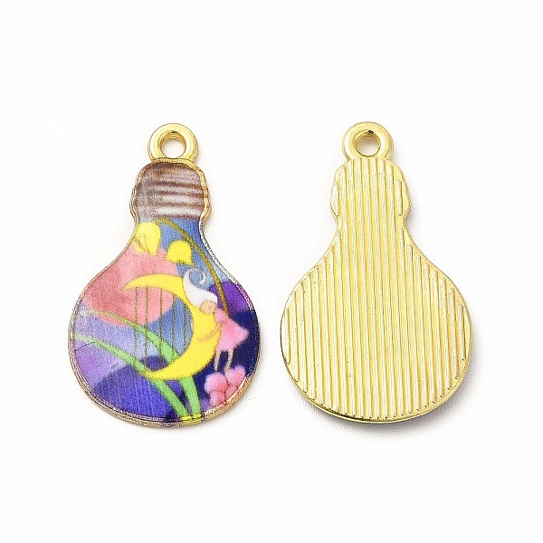 

PandaHall Alloy Printed Pendants, Cadmium Free & Nickel Free & Lead Free, Bulb, Colorful, 28x17x2mm, Hole: 1.8mm Alloy Others