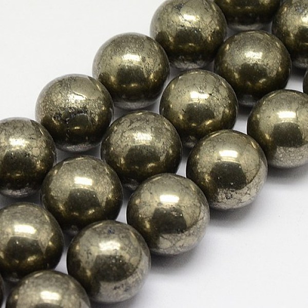 

PandaHall Natural Pyrite Beads Strands, Round, 18mm, Hole: 1.5mm, about 22pcs/strand, 15.74 inch Pyrite Round Yellow