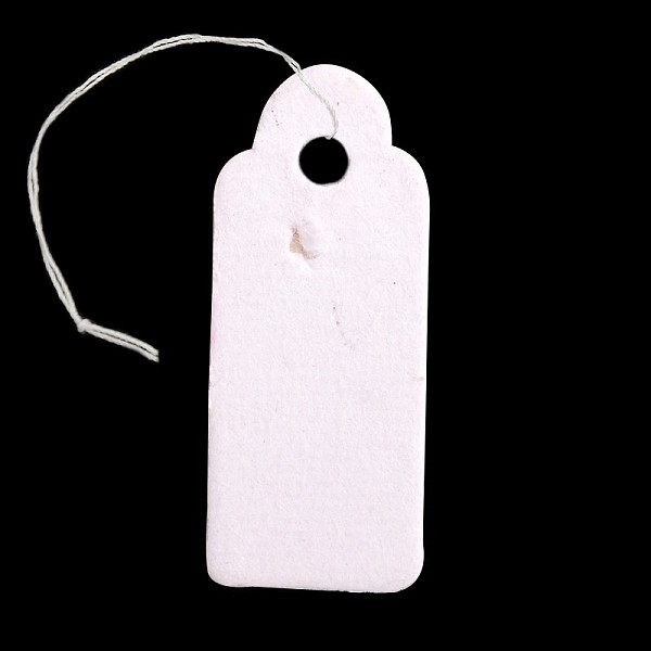

PandaHall Rectangle Blank Hang tag, Jewelry Display Paper Price Tags, with Cotton Cord, White, 22x9x0.1mm, Hole: 2mm, 500pcs/bag Paper White